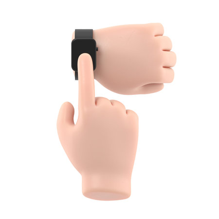 Cartoon Gesture Icon Mockup.Looking time. Human in a suit watching time. Time control.