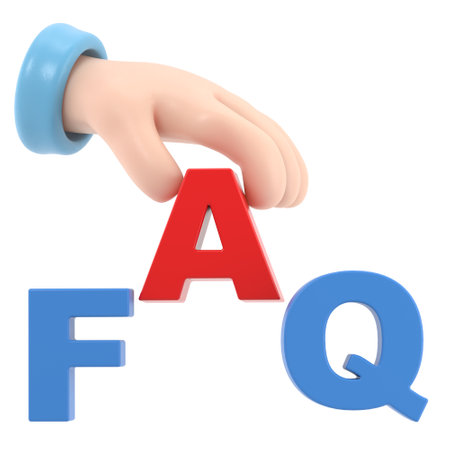 3d hand and word FAQ concept,Transparent Backgrounds Mock-up.Supports PNG files with transparent backgrounds.の写真素材