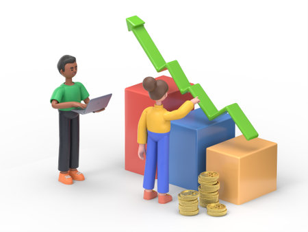 Finance concept with characters. Can use for web banner, infographics, hero images. Flat isometric 3d illustration isolated on white background.の写真素材