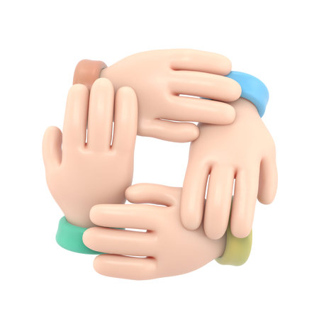 3d rendering of hands forming letter O. 3d rendering.