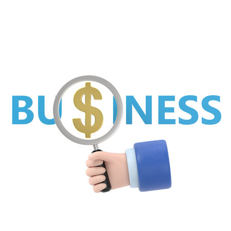 business hand holding a magnifying glass with budget word over a white background