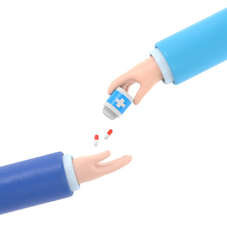 Medicine and health care concept. Doctor hand holding pill capsule. 3d rendering