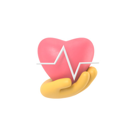 Human hand holding pink heart on white background. 3D rendering.の写真素材