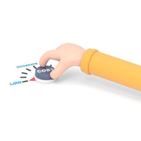 Hand pushing a speedometer on a white background. 3D illustrationの写真素材