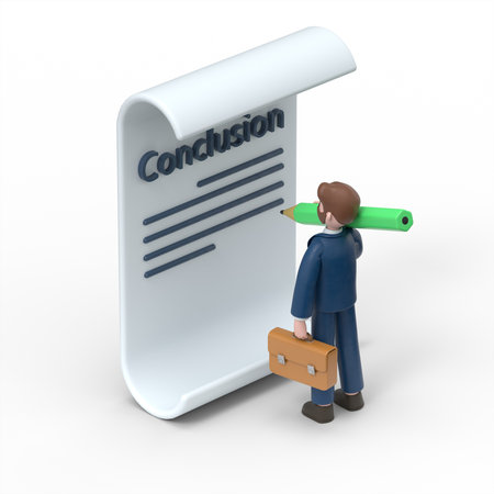 3d rendering of a businessman looking at a contract on a white backgroundの写真素材