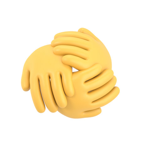 Transparent Backgrounds Mock-up.Three human join hands together , collaboration of business and education teamwork concept.Supports PNG files with transparent backgrounds.の写真素材