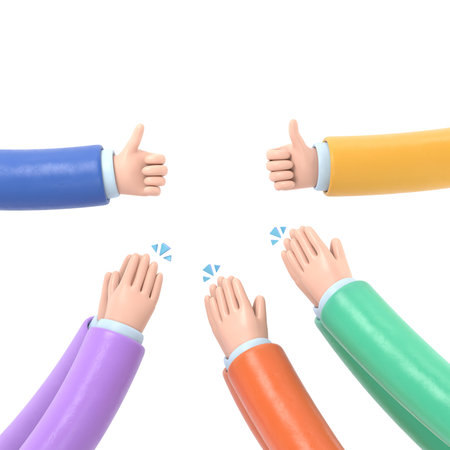 Set of people hands clapping, giving likes. Applause, ovation, celebrating, rapture. Flat doodle...