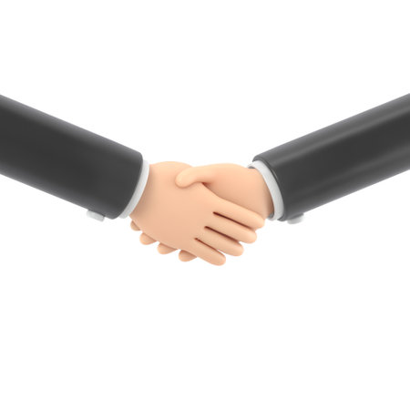 Business handshake. 3d render. Image isolated on white background.の写真素材