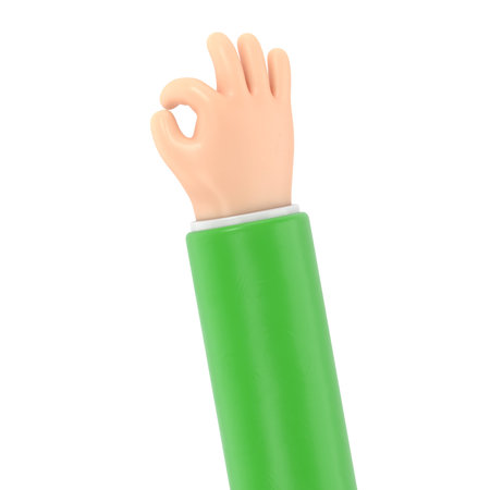 3d render of hand with ok gesture isolated over a white background