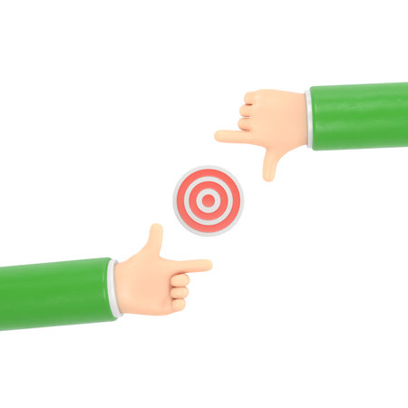Hands pointing at target. Isolated on a white background.