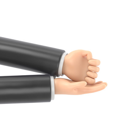 Handshake isolated on a white background. 3d rendering illustration.