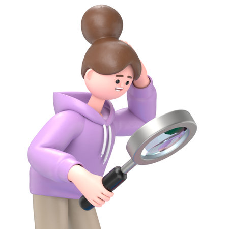 3D illustration of Asian girl stand on chart.Transparent Background Mockup.Supports PNG files with transparent backgrounds.の写真素材