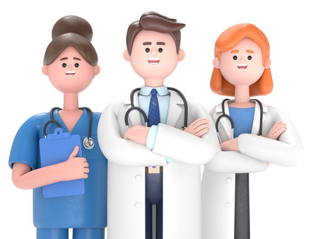 Team of doctors in protective medical masks. The fight against coronavirus COVID-19.Supports PNG files with transparent backgrounds.の写真素材