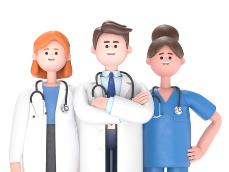 Team of doctors in protective medical masks. The fight against coronavirus COVID-19.Supports PNG files with transparent backgrounds.の写真素材