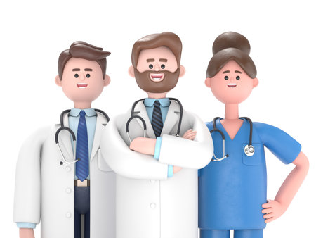 Team of doctors in protective medical masks. The fight against coronavirus COVID-19.Supports PNG files with transparent backgrounds.の写真素材