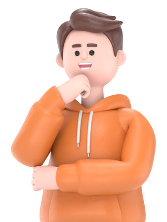 3D illustration of male guy surrounded by question marks.Transparent Background Mockup.Supports PNG...