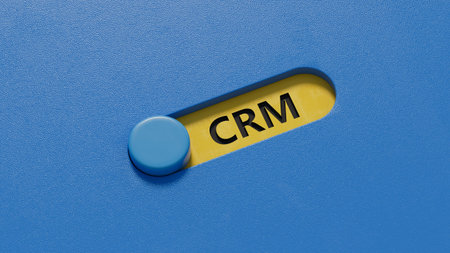 CRM letter on slide switch, Customer Relationship Management concept.close up of slide...