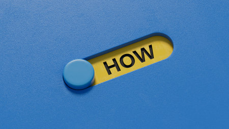 how? .the word spelled out using slide switch. Education concept.3D rendering on blue background.の写真素材