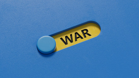 War. slide switch form the word War. Concept of war and special operations.3D rendering on blue...