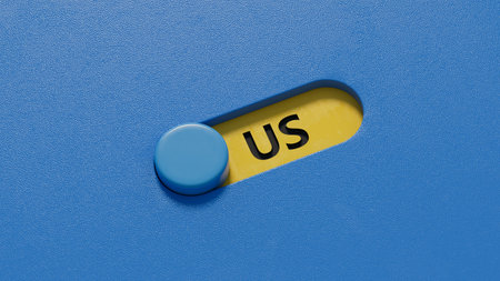 that US economy is changing the trend and goes up instead of down (or vice versa). 3D rendering on blue background.の写真素材