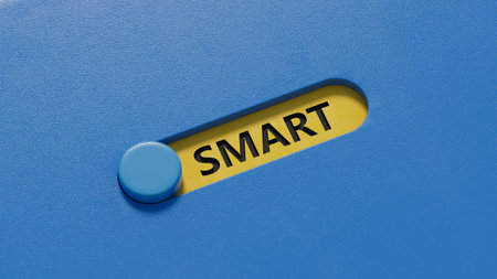 wooden cube block with smart business word.close up of wooden elements,Business Concept.3D rendering on blue background.の写真素材