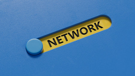 Network - word concept. Minimalist Abstract Design With close up of slide switch,3D rendering on...