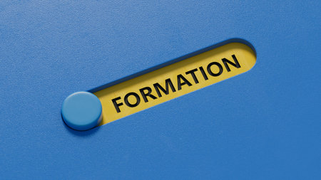 Close up slide switch for Text FORMATION.close up of slide switch,Business Concept.3D rendering on...