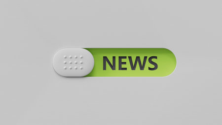 word concept - News. Minimalist Abstract Design With close up of slide switch,Business Concept. 3D...