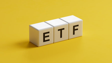 ETF - word concept on building blocks, text, letters.close up of wooden cubes,Business Concept.3D...