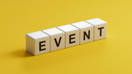 The word EVENT is written on wooden cubes. Medical concept.close up of wooden cubes,Business...