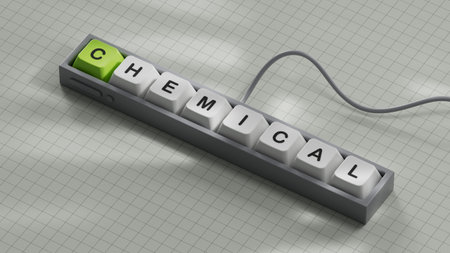 CHEMICAL text word on Computer keyboard keys.3D rendering on white background.