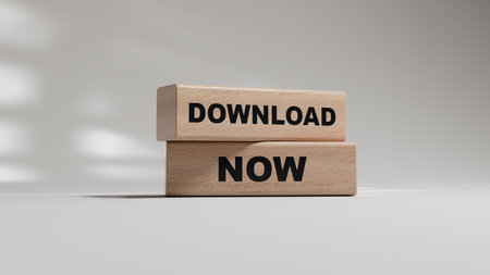 Download Now - word concept. Minimalist Abstract Design With close up of wooden blocks,3D rendering on white background.の写真素材