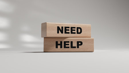 Need Help symbol. Concept word Need Help on wooden blocks.Business and Need Help concept. wooden...