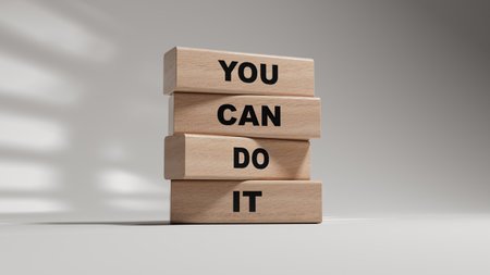 You can do it symbol. Concept words You can do it on wooden blocks.Business and You can do it concept.Copy space.3D rendering on white background.の写真素材