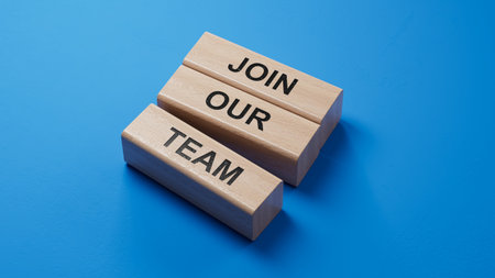 Join our team symbol. wooden blocks with words Join our team.Business and Join our team concept....