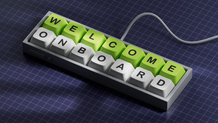 Welcome onboard symbol. Concept words Welcome onboard on Computer keyboard keys.Business and Welcome...