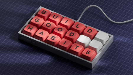 Build good habits symbol. Computer keyboard keys with words Build good habits.Business and Build...
