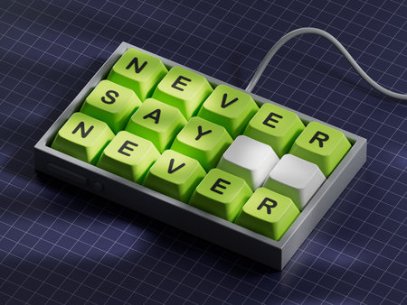 Never say Never symbol. Concept words Never say Never on Computer keyboard keys.Business concept....