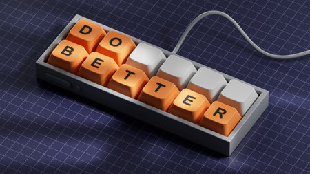 Do better symbol. Computer keyboard keys with words Do better. Business and Do better concept. Copy...