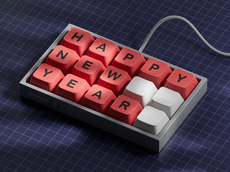 Happy New Year. For Holiday, Party and Celebrating. Concept With Word Written in Cut Out Paper in...