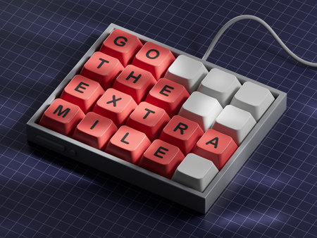 Go the extra mile symbol. Computer keyboard keys with words Go the extra mile.Business and Go the...