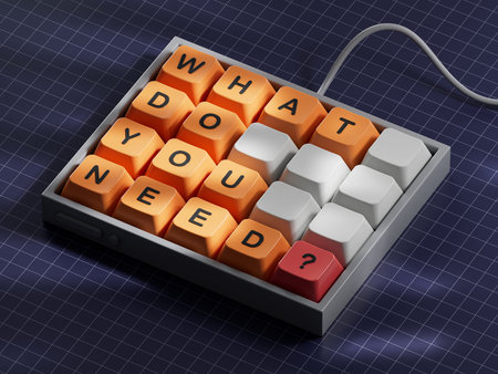 What do you need symbol. Computer keyboard keys with words What do you need.Business and What do you...