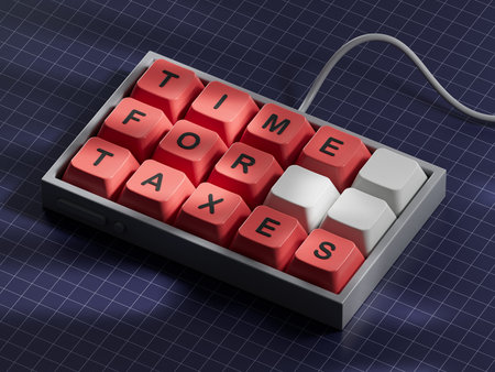 Text TIME FOR TAXES writing in Computer keyboard keys. Business concept. Computer keyboard keys....