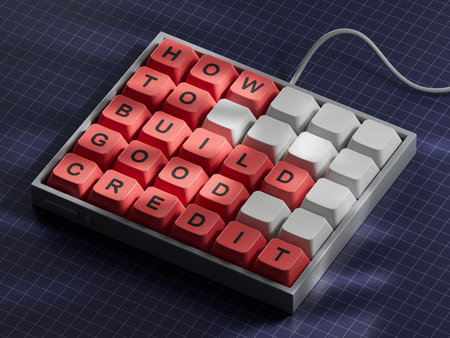 How to build good credit symbol. Concept words How to build good credit on Computer keyboard...