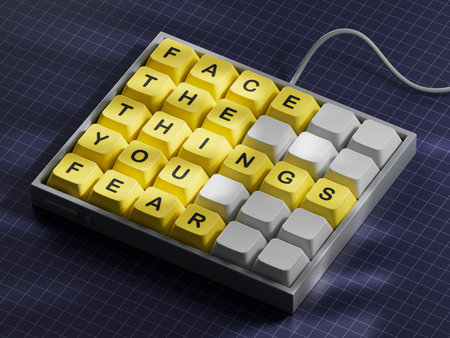 Face the things you fear symbol. Computer keyboard keys with words Face the things you fear.Business...