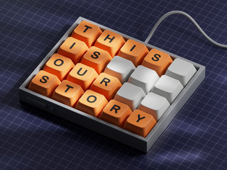 This is our Story symbol. Computer keyboard keys with words This is our Story.Business and This is...