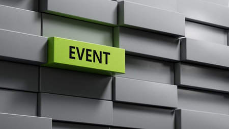 The word EVENT is written on metal blocks. Medical concept.close up of metal blocks,Business...