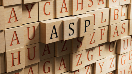 ASP sign on the wooden blocks.Business Concept.close up of wooden blocks,Business Concept.3D...