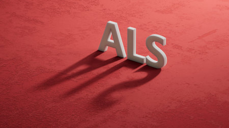 the acronym als for Amyotrophic Lateral Sclerosis concept represented.close up of shadow of 3d...
