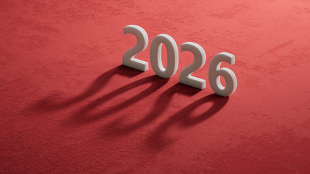 Happy new year 2026 success, investment, profit, money development, savings concept. 2026 number on...